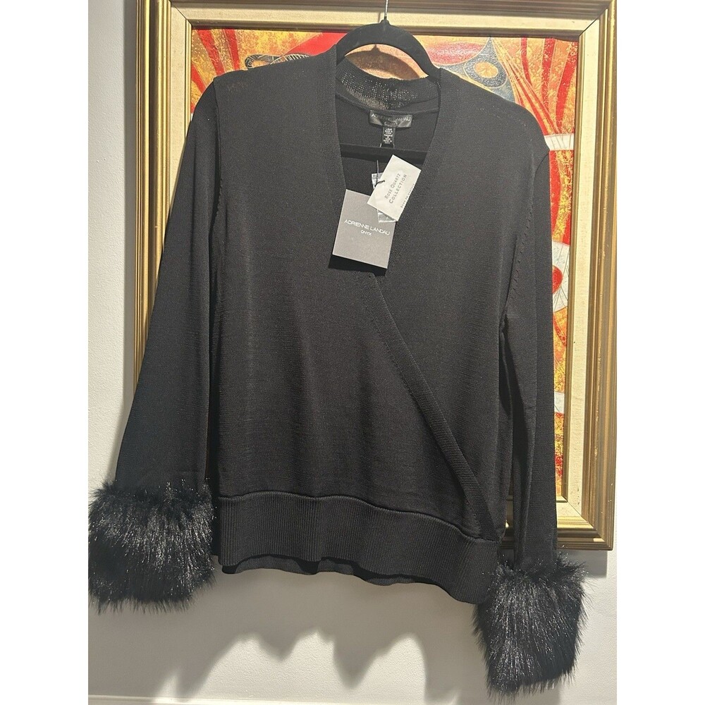 Adrienne Landau Rose Quartz Collection Large Cross Body Sweater w/Faux Fur Cuff
